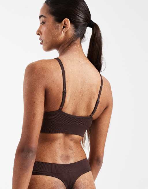 New Look - Reggiseno marrone senza cuciture con scollo rotondo, 3 di 4