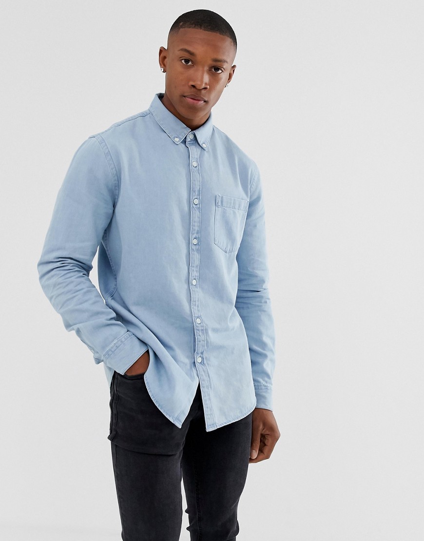 New Look - Regular-fit denim overhemd met blauwe wassing