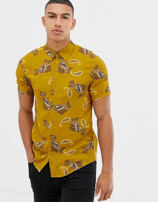mustard paisley shirt