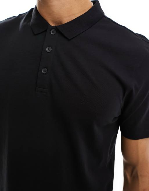 New Look - Regular-fit polo in effen zwart, 2 van 4
