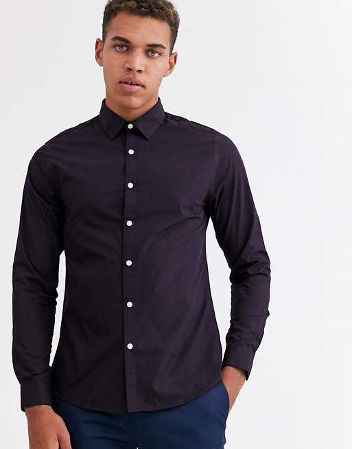 New Look regular fit poplin shirt in dark purple