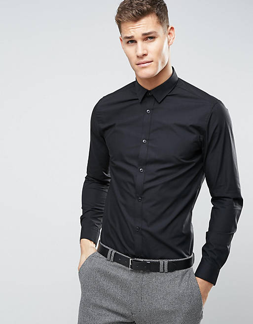 New Look Regular Fit Smart Poplin Shirt In Black | ASOS