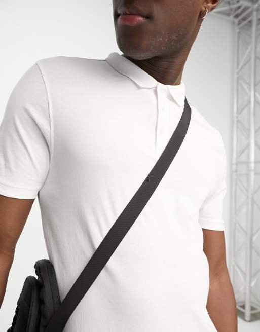 New Look short sleeve polo in white