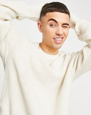 New Look relax box stitch jumper in stone - ASOS Price Checker