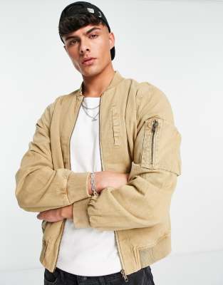 New Look relaxed bomber jacket in stone