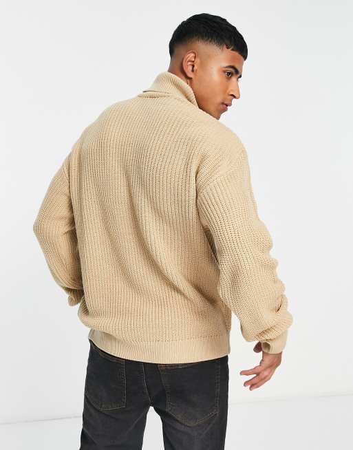 Wool Roll Neck Fisherman's Sweater