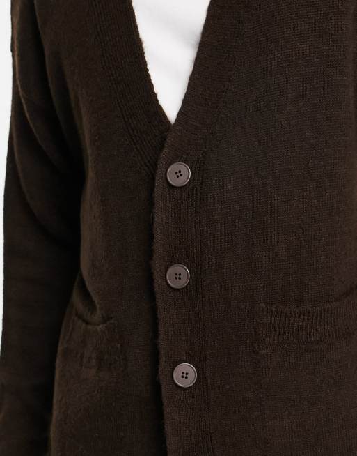 Long brown cardigan new deals look