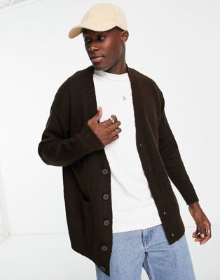 New Look relaxed fit cardigan in dark brown