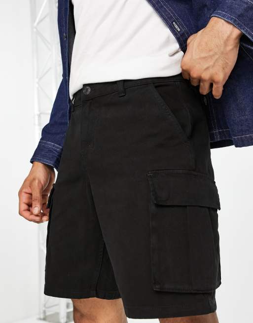 New Look relaxed fit cargo shorts in black | ASOS