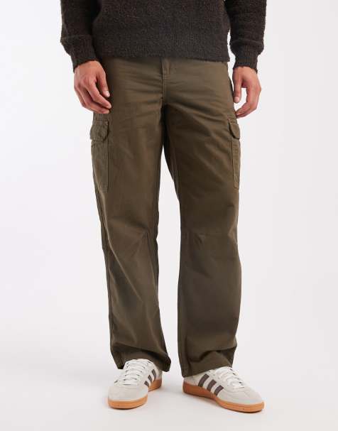 New Look relaxed fit cargo trousers in dark khaki
