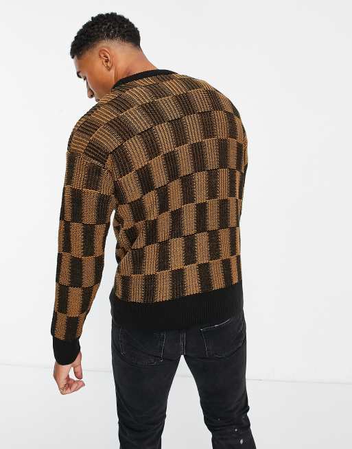 Louis Vuitton Half Checkerboard With Logo Circle Brown Hoodie