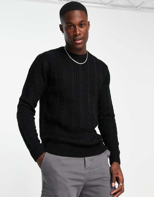 New Look relaxed fit crew neck jumper in black | ASOS