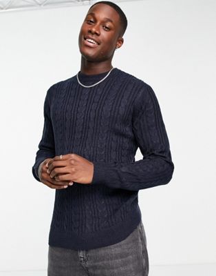New Look relaxed fit crew neck jumper in navy