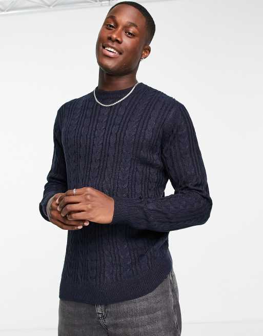 New Look relaxed fit crew neck jumper in navy ASOS