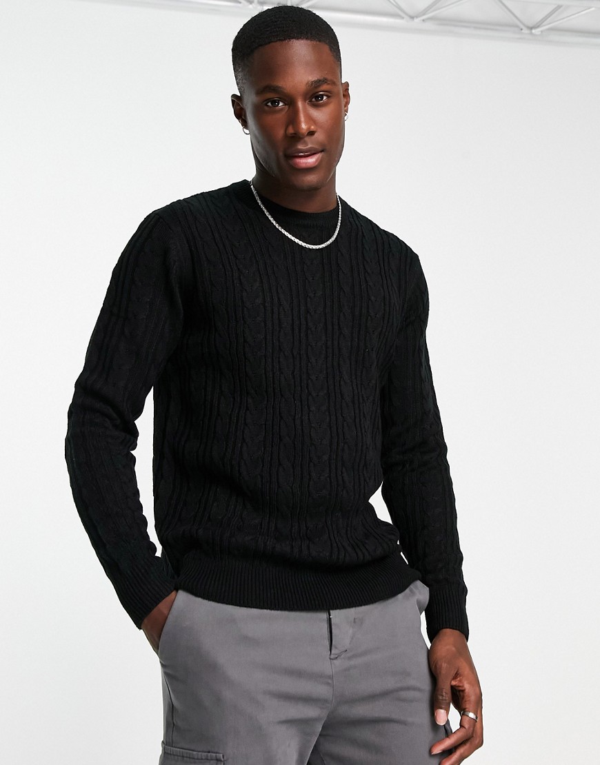 New Look relaxed fit crew neck sweater in black
