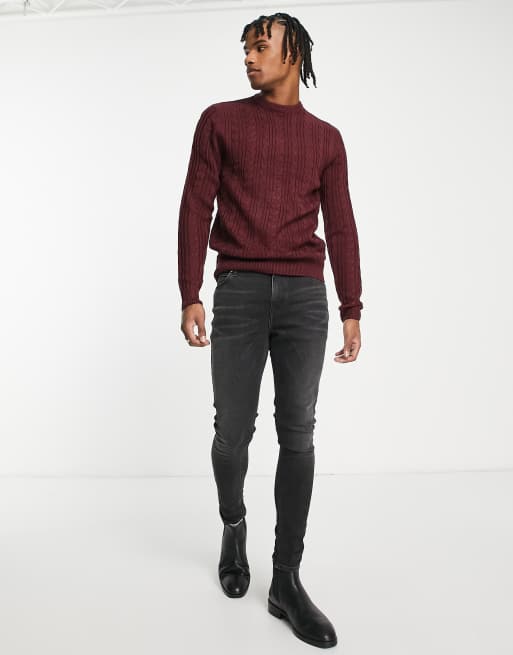 Men's burgundy store crew neck sweater