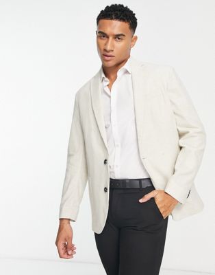 New Look Relaxed Fit Linen Suit Jacket In Off White
