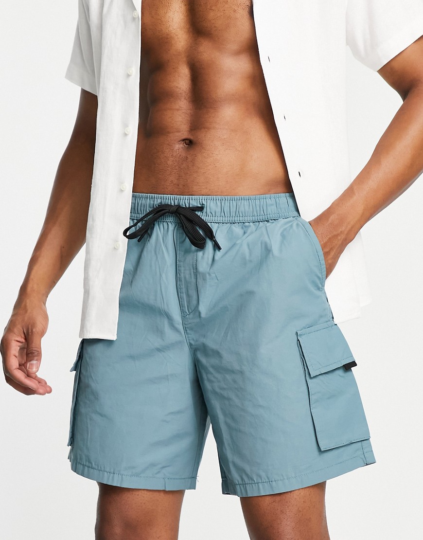 relaxed fit shorts with pockets in teal-Green