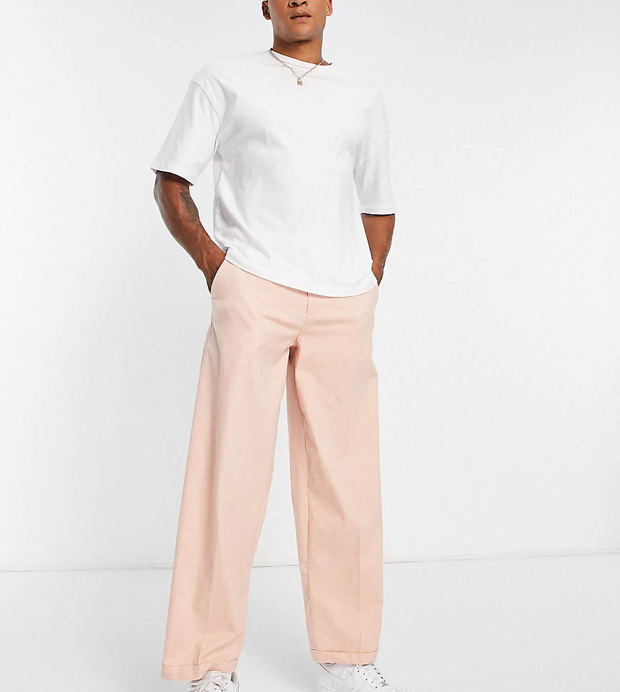 New Look relaxed fit smart pants in pink