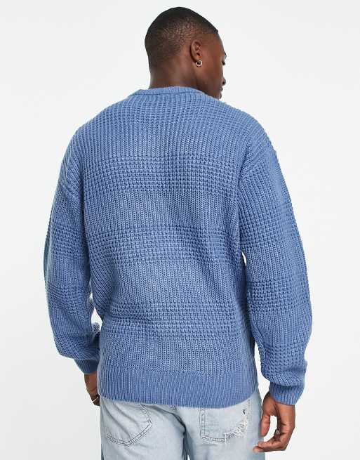 New Look relaxed fit stitch stripe jumper in light blue | ASOS