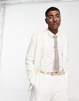 NEW LOOK RELAXED FIT SUIT JACKET IN OFF WHITE