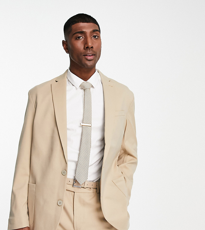 New Look relaxed fit suit jacket in tan-Brown
