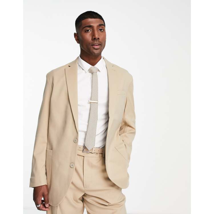 New Look relaxed fit suit jacket in tan ASOS