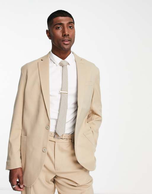 New Look relaxed fit suit jacket in tan | ASOS