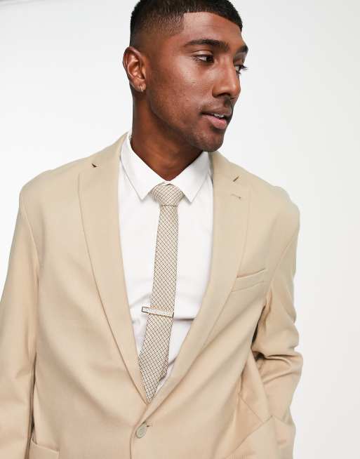 Tan on sale fitted suit