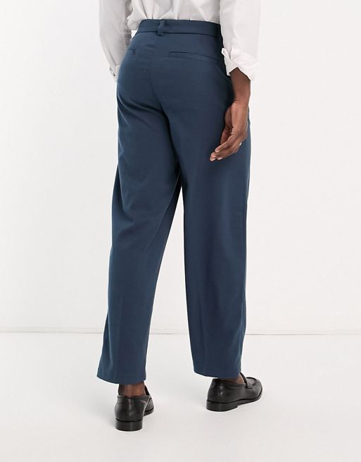 New Look relaxed fit suit pants in dark blue