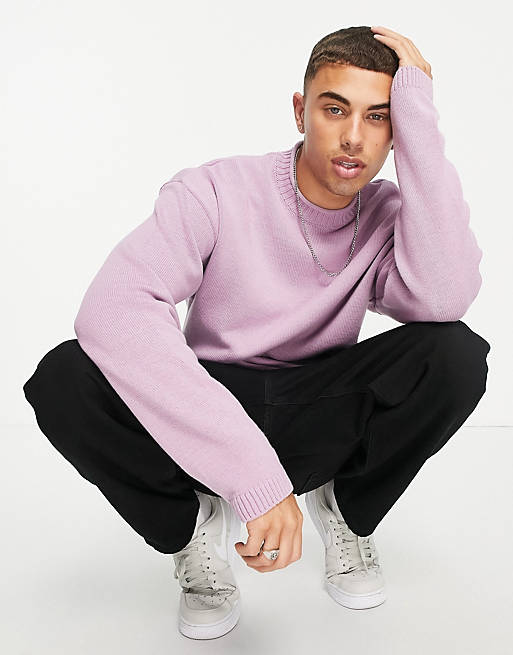 New Look relaxed knitted cast neck jumper in light purple