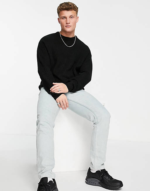 Jumpers & Cardigans New Look relaxed knitted fisherman jumper in black 