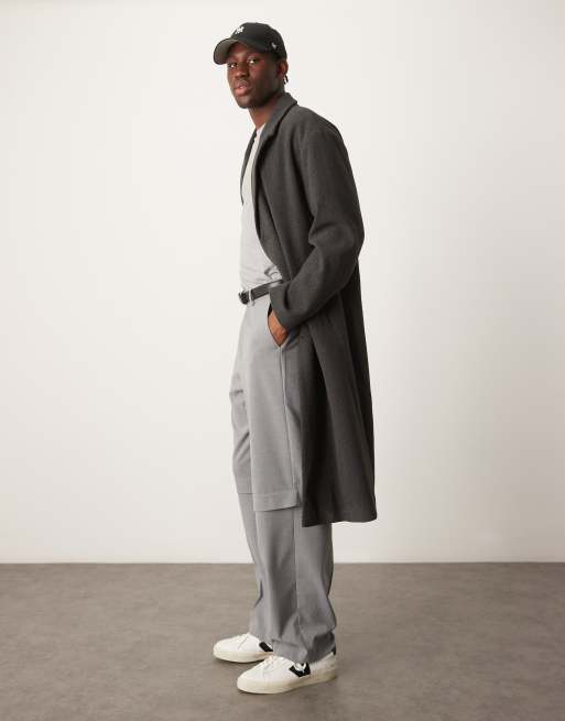 Dark grey overcoat mens on sale