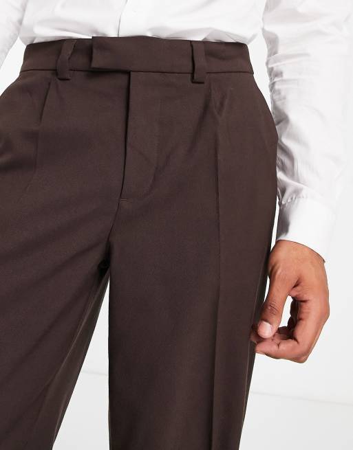 New Look relaxed suit pants in brown