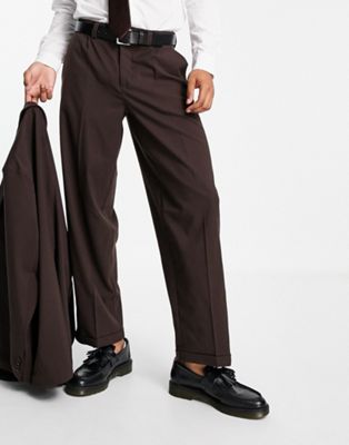 New Look relaxed suit trouser in brown