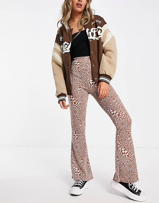 Trousers & Leggings New Look retro checkered flare in brown 