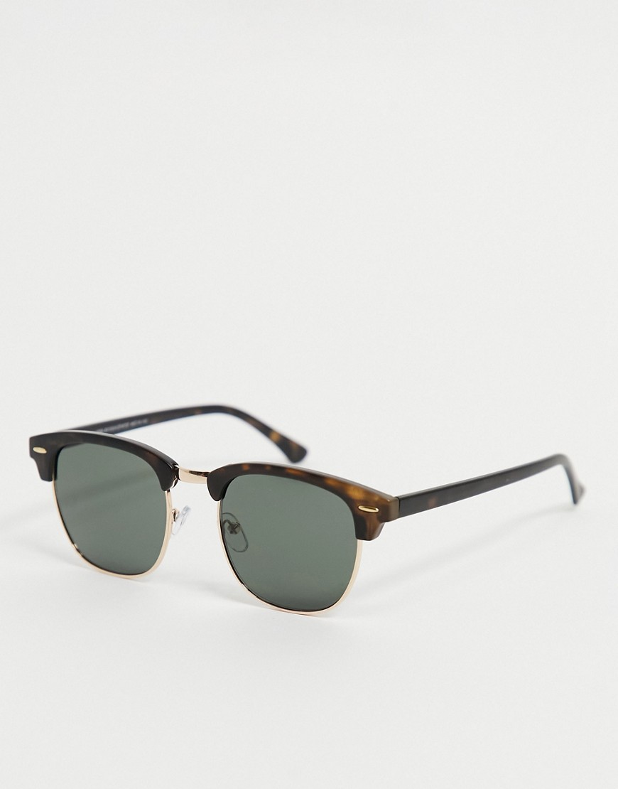 New Look retro square sunglasses in tort-Brown