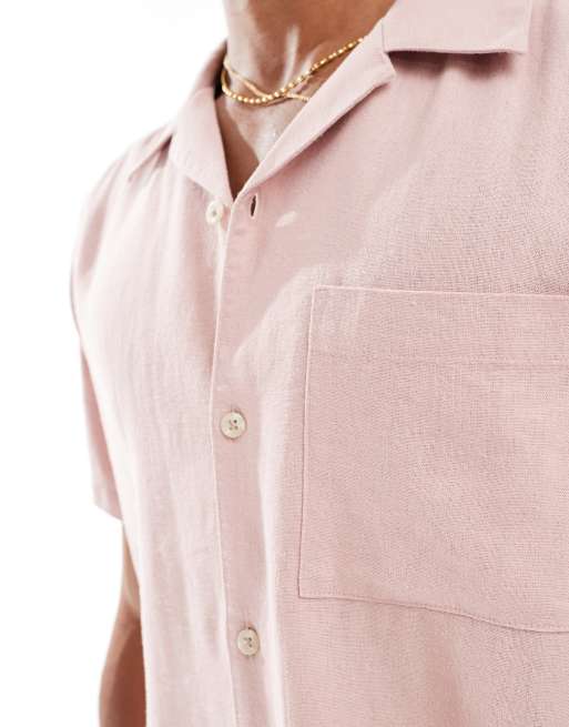 New Look revere linen-blend shirt co-ord in light pink