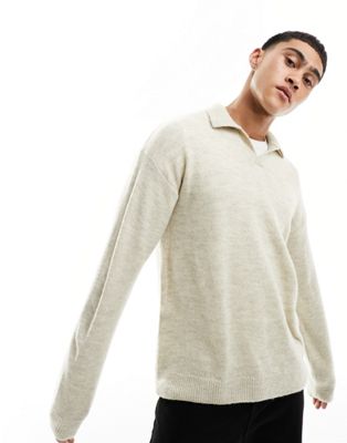 New Look revere polo jumper in stone
