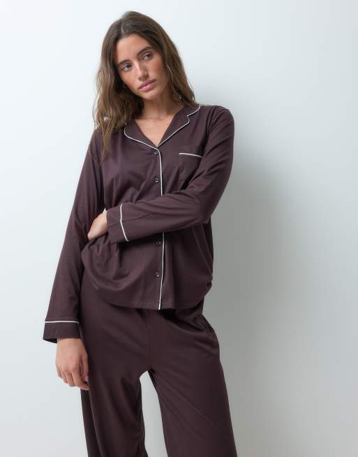 New Look revere pyjamas in brown, 2 of 4