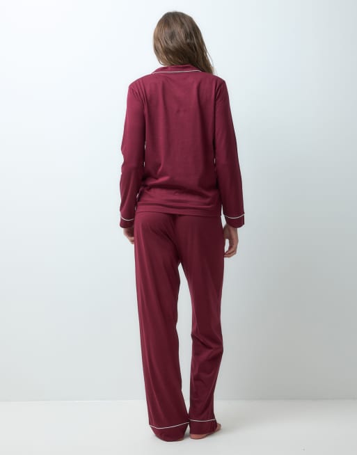New Look revere pyjamas in burgundy, 4 of 4