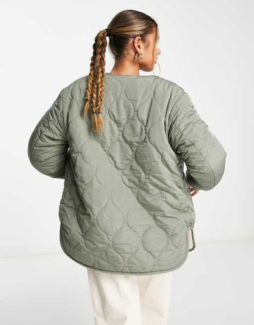 OVERSIZED REVERSIBLE QUILTED JACKET- LIGHT OLIVE AND ARMY GREEN – TALA