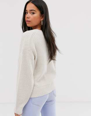 cream ribbed jumper