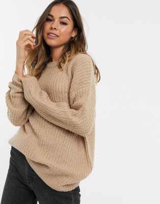 camel round neck jumper