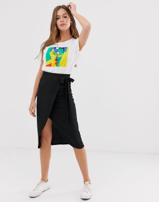 new look black wrap skirt