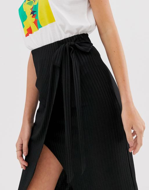 New look black on sale wrap midi skirt