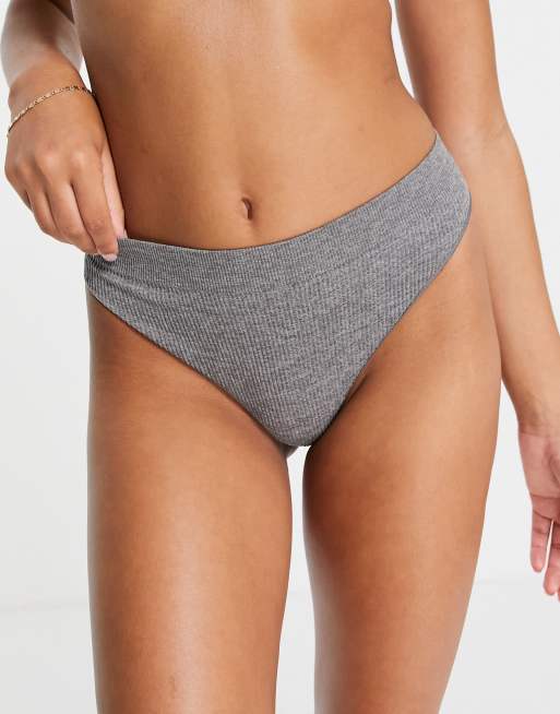 New Look rib seamless thong in grey