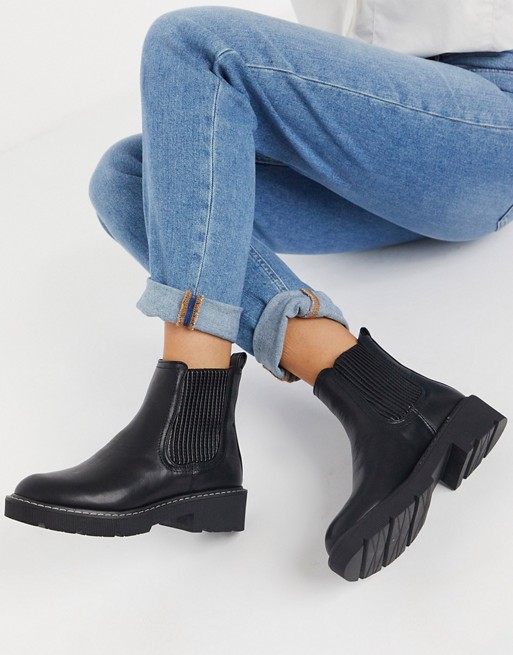 New Look ribbed ankle chunky flat chelsea boot