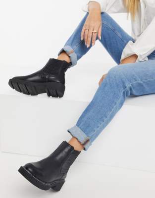 new look ribbed ankle chunky chelsea boot