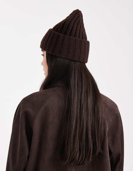 New Look ribbed beanie in brown, 3 of 3